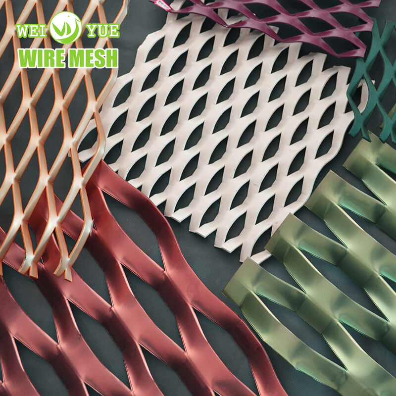 Aluminium Expanded Mesh Galvanized Decorative Mesh Metal Sheet Building Facade Panels for Suspended Ceiling Punching Process