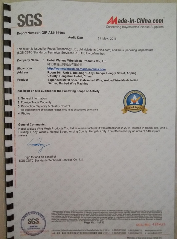SGS-certificate