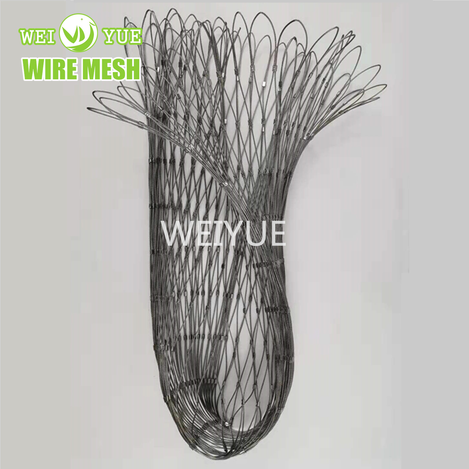 Stainless steel dropped object safety cable net for architectural applications